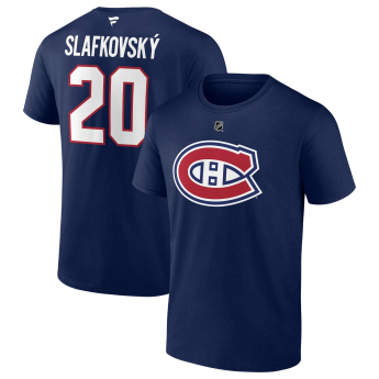 Montreal Canadiens pánské tričko Juraj Slafkovsky #20 Stack Logo Name & Number Blue