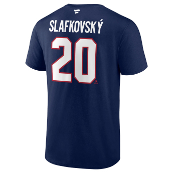 Montreal Canadiens pánské tričko Juraj Slafkovsky #20 Stack Logo Name & Number Blue