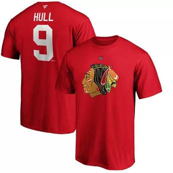 Chicago Blackhawks pánské tričko Bobby Hull #9 Authentic Stack Retired Player Name & Number T-Shirt - Red