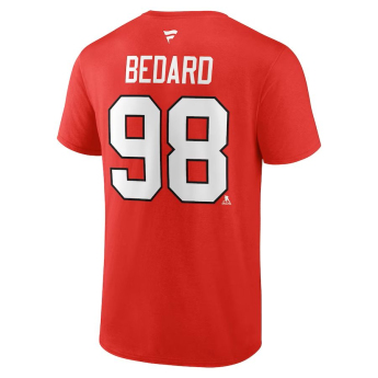 Chicago Blackhawks pánské tričko Connor Bedard #98 Draft 2023 Stack Logo Name & Number Red