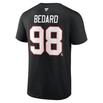 Chicago Blackhawks pánské tričko Connor Bedard #98 Draft 2023 Stack Logo Name & Number Black