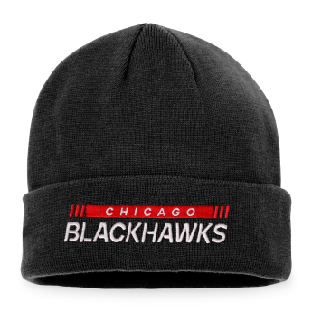 Chicago Blackhawks zimní čepice Authentic Pro Game & Train Cuffed Knit Black