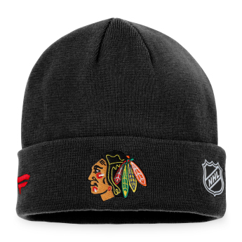 Chicago Blackhawks zimní čepice Authentic Pro Game & Train Cuffed Knit Black