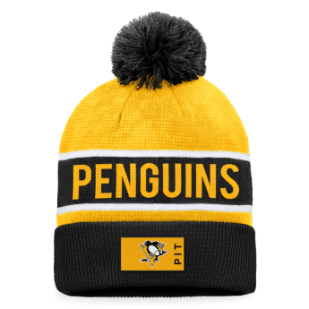 Pittsburgh Penguins zimní čepice Authentic Pro Game & Train Cuffed Pom Knit Black-Yellow Gold