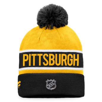 Pittsburgh Penguins zimní čepice Authentic Pro Game & Train Cuffed Pom Knit Black-Yellow Gold