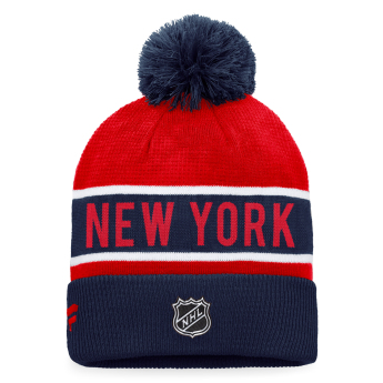 New York Rangers zimní čepice Authentic Pro Game & Train Cuffed Pom Knit Deep Royal-Athletic Red