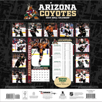 Arizona Coyotes kalendář 2024 Wall Calendar