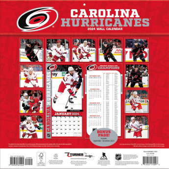 Carolina Hurricanes kalendář 2024 Wall Calendar