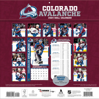 Colorado Avalanche kalendář 2024 Wall Calendar