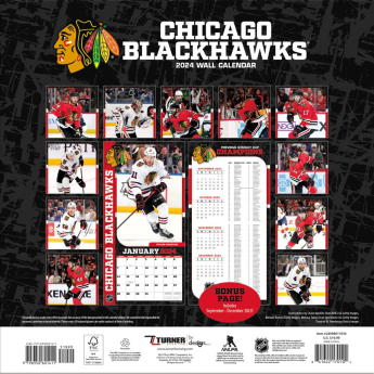 Chicago Blackhawks kalendář 2024 Wall Calendar