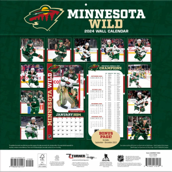 Minnesota Wild kalendář 2024 Wall Calendar
