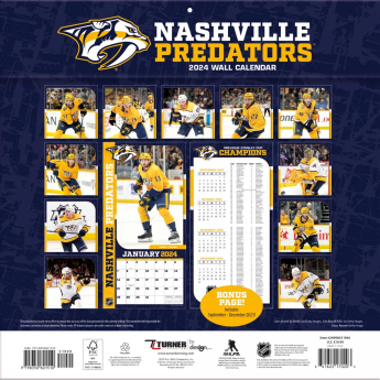 Nashville Predators kalendář 2024 Wall Calendar