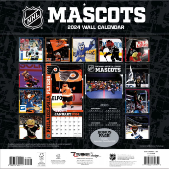 NHL produkty kalendář NHL Mascots 2024 Wall Calendar
