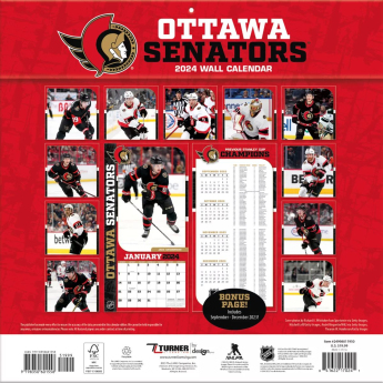 Ottawa Senators kalendář 2024 Wall Calendar