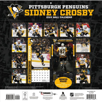 Pittsburgh Penguins kalendář Sidney Crosby #87 2024 Wall Calendar
