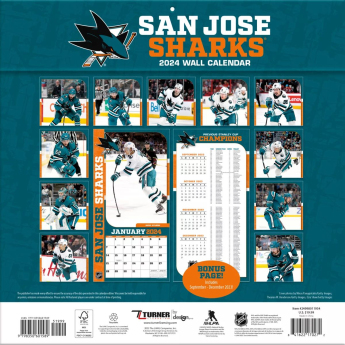 San Jose Sharks kalendář 2024 Wall Calendar