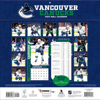 Vancouver Canucks kalendář 2024 Wall Calendar