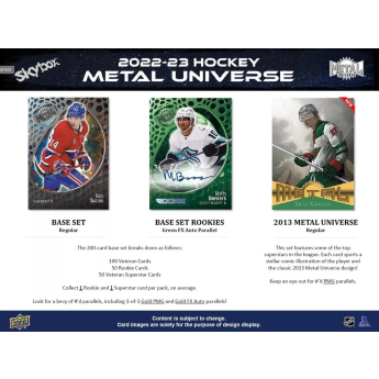 NHL boxy hokejové karty NHL 2022-23 Upper Deck Skybox Metal Universe Hobby Box