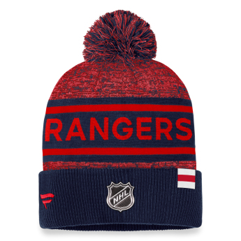 New York Rangers zimní čepice Authentic Pro Rink Heathered Cuffed Pom Knit