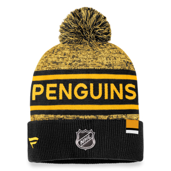 Pittsburgh Penguins zimní čepice Authentic Pro Rink Heathered Cuffed Pom Knit