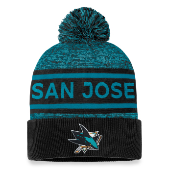 San Jose Sharks zimní čepice Authentic Pro Rink Heathered Cuffed Pom Knit