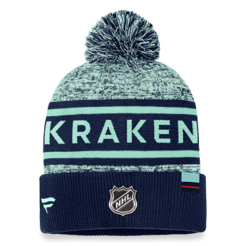 Seattle Kraken zimní čepice Authentic Pro Rink Heathered Cuffed Pom Knit