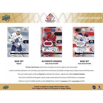 NHL boxy hokejové karty NHL 2022-23 Upper Deck SP Game Used Hobby Box