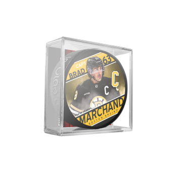 Boston Bruins puk Brad Marchand #63 Souvenir Collector Hockey Puck In Cube