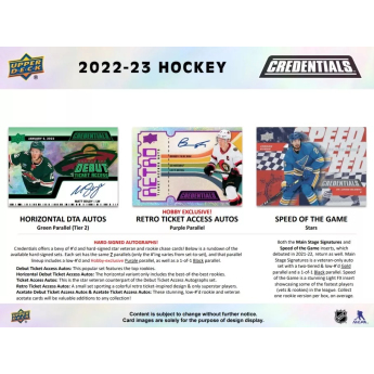 NHL boxy hokejové karty NHL 2022-23 Upper Deck Credentials Hobby Box