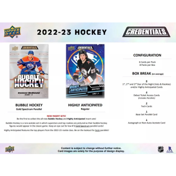 NHL boxy hokejové karty NHL 2022-23 Upper Deck Credentials Hobby Box