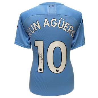 Legendy fotbalový dres Manchester City FC 2019-2020 Aguero Signed Shirt