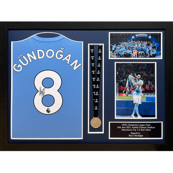 Legendy zarámovaný dres Manchester City FC 2021-2022 Gundogan Signed Shirt & Medal (Framed)