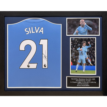 Legendy zarámovaný dres Manchester City FC 2020-2021 David Silva Signed Shirt (Framed)