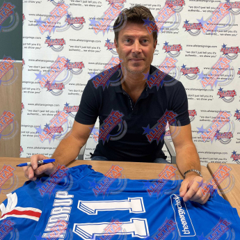 Legendy zarámované dresy Rangers FC 2020-2021 Laudrup & Gascoigne Signed Shirts (Dual Framed)