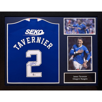 Legendy zarámovaný dres Rangers FC 2022-2023 Tavernier Signed Shirt (Framed)