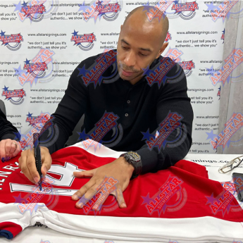 Legendy zarámované dresy Arsenal FC 2020-2021 Bergkamp & Henry Signed Shirts (Dual Framed)