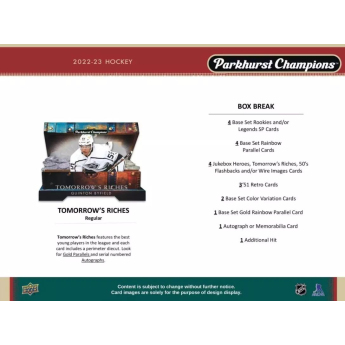 NHL boxy hokejové karty NHL 2022-23 Upper Deck Parkhurst Champions Hockey Hobby Box