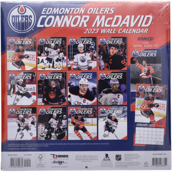 Edmonton Oilers kalendář Connor McDavid #97 2023 Wall Calendar
