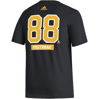 Boston Bruins pánské tričko #88 David Pastrňák adidas Fresh Name & Number black