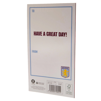Aston Villa narozeninové přání Crest Birthday Card