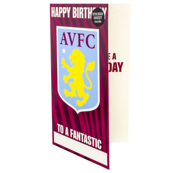 Aston Villa narozeninové přání se samolepkami Personalised Birthday Card