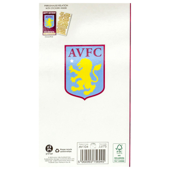 Aston Villa narozeninové přání se samolepkami Personalised Birthday Card