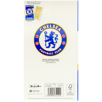 FC Chelsea narozeninové přání se samolepkami Personalised Birthday Card