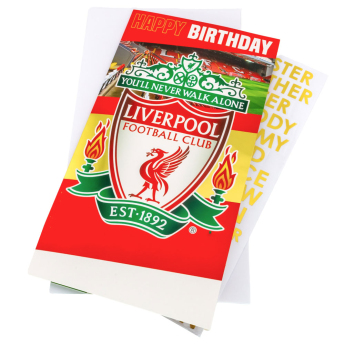 FC Liverpool narozeninové přání se samolepkami Personalised Birthday Card