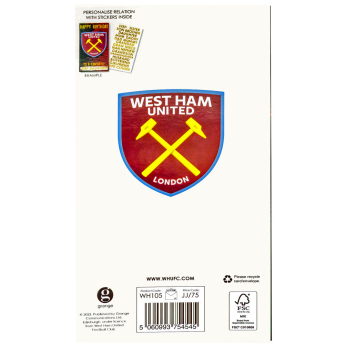 West Ham United narozeninové přání Personalised Birthday Card