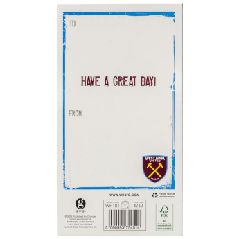 West Ham United blahopřání Crest Birthday Card