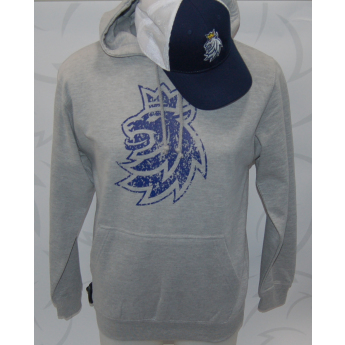 Hokejové reprezentace pánská mikina s kapucí Czech Ice Hockey grey logo lion patina