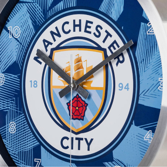 Manchester City nástěnné hodiny Geo Metal Wall Clock