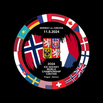 Hokejové reprezentace puk Ice Hockey World Championship Czechia MS 2024 Dueling 11.5.2024 Norway vs. Czechia