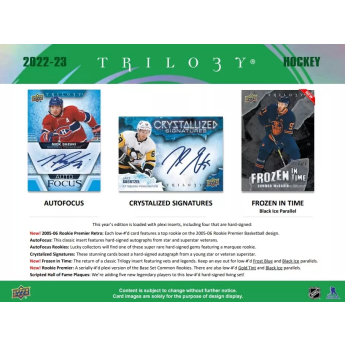 NHL boxy hokejové karty NHL 2022-23 Upper Deck Trilogy Hobby Box